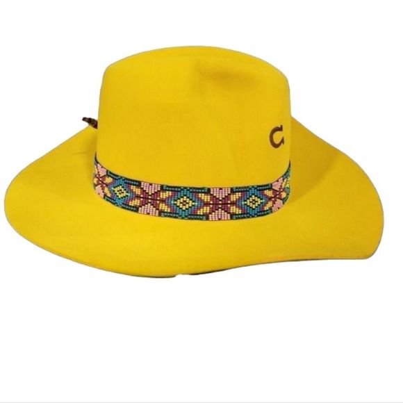 CHARLIE 1 HORSE "Gold Digger" Wool Felt Hat with Beaded Band Silver Concho Large - Picture 5 of 14